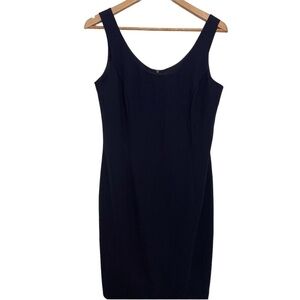 JOSEPH Ribkoff dress crepe navy blue sleeveless lined timeless classic